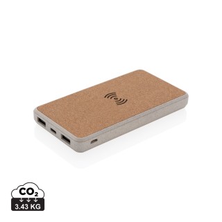 Powerbank inalámbrico 5W de Corcho y Trigo 8.000 mAh publicitario